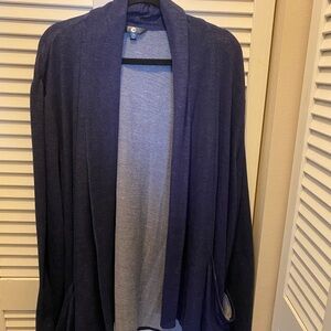 Women’s Navy Open-Front Shawl Collar Cardigan Sweater
